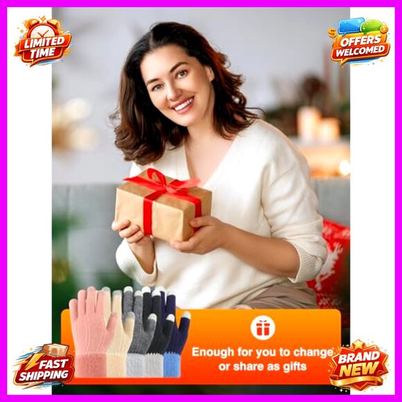 4 Pairs Fleece Lined Touchscreen Winter Gloves for Women, Windproof & Warm - Picture 6 of 6